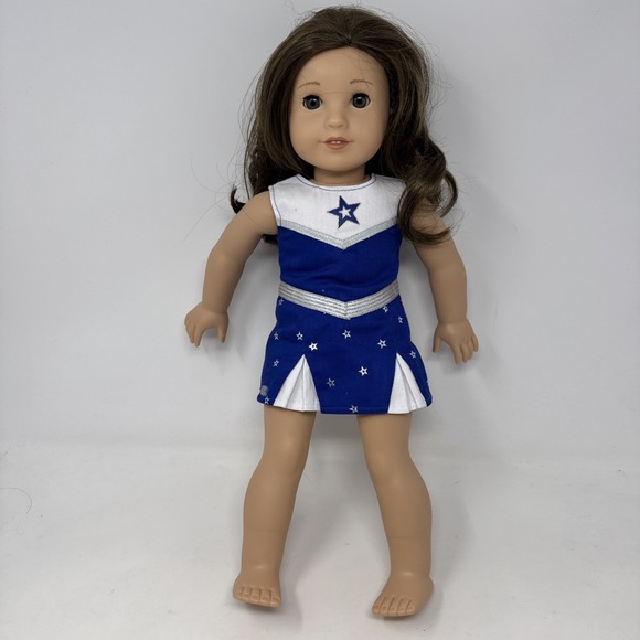 American Girl Other - American Girl Doll Create Your Own Mid Wavy Brown & Gray Eyes Cheerleader Outfit